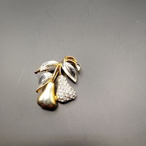 Gold and Silver Pear Brooch